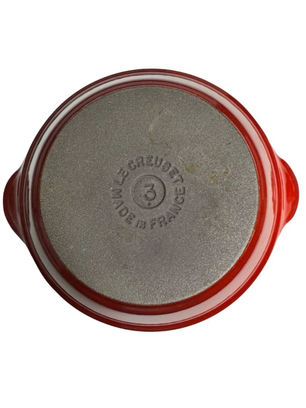 4 Le Creuset Red Au Gratin Dish #3 Cocotte Enameled Cast Iron 7.5 in France VTG - Picture 12 of 16